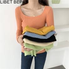 New 2021 Women's Autumn Winter Sweater Square Collar Bottoming Knitwear Warm Pullover Minimalist Elegant Ladies Jumpers SW1822 2024 - buy cheap