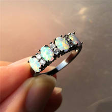 Anel de noivado de cristal oval da noiva do vintage anel de noivado de ouro preto 14kt simples 2024 - compre barato