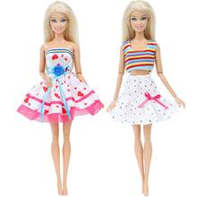 Vestido colorido de estilo mixto para Barbie, ropa informal de uso diario, accesorios para casa de muñecas, juguete para bebé, 2 juegos por lote 2024 - compra barato