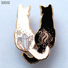 XEDZ New Cute Cat Back Brooch Black Cat White Cat Side By Side Brooch Child Cute Animal Brooch Gift Backpack Clothing Pendant Je 2024 - buy cheap