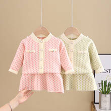 Bbay conjunto infantil de tricô suéter + saia, 2 peças, roupa de princesa infantil para outono 2024 - compre barato
