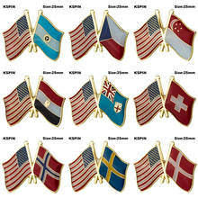 Bandera de la amistad de EE. UU. Cruz, insignia de la bandera de país, broche de bandera nacional, Pin de solapa, colecciones de pines de viaje internacional 2024 - compra barato