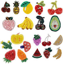 Handmade Rhinestone Beaded Strawberry Peach Banana Kiwi Fruit Sew on Crystal Patch for Clothing Applique Embroidery Scrapbooking 2024 - buy cheap