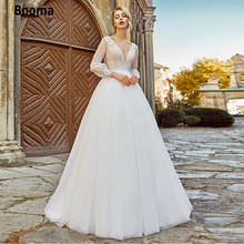 Booma-vestido de noiva estilo boho com apliques, rendas, manga longa, decote em v, vintage, praia, para casamento de princesa, 2021 2024 - compre barato