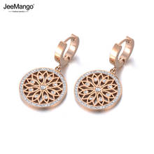 JeeMango Original Design Stainless Steel Flower Rattan Disc Earrings Jewelry Trendy CZ Crystal Hoop Earrings For Women JE19269 2024 - buy cheap