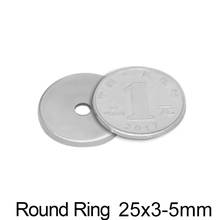 Potente imán magnético redondo de 25x3mm, 5 ~ 150 piezas, 25x3mm, agujero de 5mm, imán permanente de neodimio de 25x3 a 5mm, disco magnético de anillo de 25x3 a 5mm 2024 - compra barato