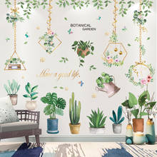 [Shijuekongjian] pote planta adesivos de parede diy pote cultura flores mural decalques para casa sala estar quarto cozinha decoração 2024 - compre barato