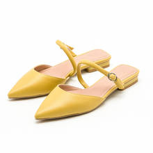 Zapatillas de cuero con punta estrecha para mujer, chanclas de banda estrecha de tacón plano, zapatos de diseñador de lujo, sandalias de verano 2024 - compra barato