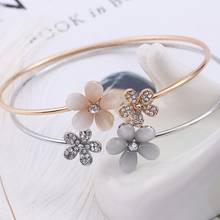 Pulsera de joyería ajustable con doble flor para mujer, accesorios Retro de aleación de oro, venta al por mayor, 2021 2024 - compra barato