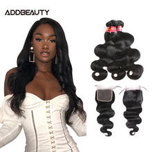 Body Wave Brazilian Virgin Human Hair Bundles with 4x4 HD Lace Closure 13x4 Lace Frontal Hair Weave Natural Color Pre-Plucked 2024 - buy cheap