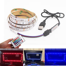 Светодиодная лента 5 в USB 2835 SMD RGB, Диодная лента 60 светодиодов/м, 1 м, 2 м, 3 м, гибкая неоновая лента для подсветки телевизора, подсветильник Ки ПК, фосветильник освещения 2024 - купить недорого