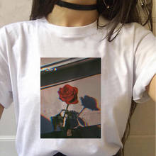 Harajuku женская футболка с принтом цветов роз и пламени, футболка с коротким рукавом, Женская Повседневная забавная Футболка для леди, топ, хипстерская футболка Tumblr 2024 - купить недорого