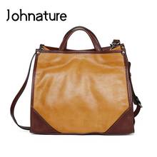 Johnature Genuine Leather Tote Bag 2022 New Luxury Handbags Women Bags Designer Vintage Large Capacity Cowhide Shoulder Bags 2024 - buy cheap