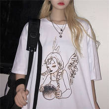 Korean women T-shirt cartoon angel print short sleeve 2020 summer loose cute Harajuku female Tshirt plus size 2024 - buy cheap