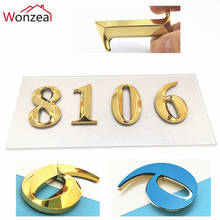 3D современный самоклеящийся номер на двери, знак золотого цвета от 0 до 9, номер дома 50*30 мм, домашняя наклейка, адресный номер 2024 - купить недорого