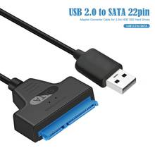 Кабель-адаптер USB 2,0 в SATA, 22pin, линейный конвертер для жесткого диска, SSD, соединительный провод для жестких дисков 2,5 дюйма для твердотельного диска 2024 - купить недорого