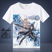 Camiseta japonesa de animê kilimiaya kirito, camiseta estampada de verão para cosplay, arte online, espada, feminina/masculina, fantasia top da moda 2024 - compre barato