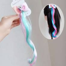Peluca de Color degradado para niños, conjunto de peluca con lazo de Color arcoíris, Clip para el cabello, horquilla 2024 - compra barato