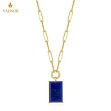 Natural Lapis Lazuli Square Pendant Necklace Quality Simple Fashion Style 925 Sterling Silver HM065 2024 - buy cheap