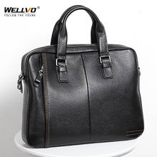 Maletín de Cuero 100% genuino para hombre, bolso de negocios, bolso de hombro para ordenador portátil, bolso de mano de piel Natural, negro, XA96ZC 2024 - compra barato