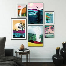 Modern Abstract Landscape Picture Home Decor Nordic Canvas Painting Wall Art Mountain Sunrise Prints and Posters For Living Room 2024 - buy cheap