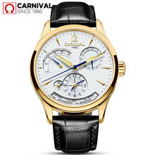 Carnaval marca moda relógio de negócios homem exibição energia luxo mecânico automático relógio de pulso à prova dwaterproof água luminosa reloj hombre 2024 - compre barato