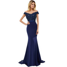 BEPEITHY Sexy Off The Shoulder Long Evening Dress Party Elegant 2021 100% Handmade Beadings Mermaid Prom Gowns Fast Shipping 2024 - buy cheap