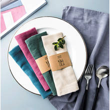 Cotton Linen Cloth Table Napkin Polyester Handkerchief Cloth for Diner Party Xmas Solid Cup Dishes Napkins Table Decorative 2024 - buy cheap