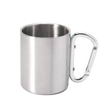 220ml Camping Travel Stainless Steel Cup Carabiner Hook Handle Picnic Water Mug Outdoor Travel Hike Cup Drop Ship 2024 - buy cheap