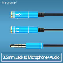 3.5mm jack divisor adaptador aux cabo para o telefone computador portátil mic y móvel áudio divisor fone de ouvido microfone aux cabos de extensão 2024 - compre barato