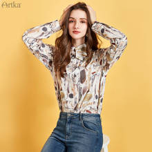 ARTKA 2020 Spring New Women Blouse Fashion Vintage Print Chiffon Shirt Turn-down Collar Long Sleeve Chiffon Blouse SA20900C 2024 - buy cheap