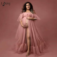 Элегантное розовое платье для беременных для фотосессии на заказ из прозрачного тюля, длинное платье для беременных, женские платья для фотосъемки 2024 - купить недорого