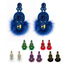 Brincos femininos geométricos kpativa, joias femininas artesanais em couro, pingente multicolor para moças, brincos de borla 2024 - compre barato