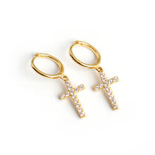 New 925 Sterling Silver Earring Fashion Zircon Cross Short Pendant Drop Earring Ear Bone Wild Simple Trend Female Ear Jewelry 2024 - buy cheap