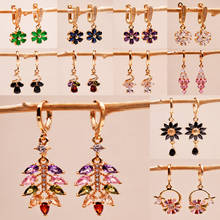 Trendy Dangle Waterdrop Gold Plated Flower Earrings For Women Girls Gold Eardrop Fashion Jewelry Accessories Party Wedding 2024 - buy cheap