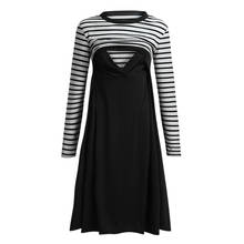 Women's Stripe Long Sleeve Flare Maternity Breastfeeding Nursing Dress dress for women fashion maternity dresses brand vestidos 2024 - buy cheap