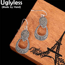 Uglyless Simple Rhombus Geometric Square Earrings for Women Hollow Thai Silver Brincos Bijoux 925 Silver Vintage Exotic Jewelry 2024 - buy cheap