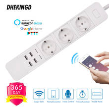 Smart Wifi  Power Strip 3 EU Outlets Plug with 4 USBCharging Port Timing App Voice Control Work   Alexa Google Home Assistant 2024 - buy cheap