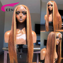 KRN 13X4 Синтетические волосы на кружеве человеческих волос парики с детскими волосами свободная волна Выделите 27 Цвет блонд парики шнурка для Для женщин 2024 - купить недорого