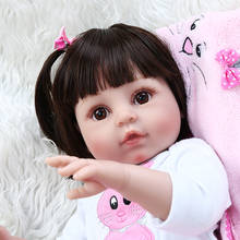 48CM All silicone reborn baby doll new born girl with pink rabbit dress bebe reborn doll water proof bath doll toy gift 2024 - buy cheap