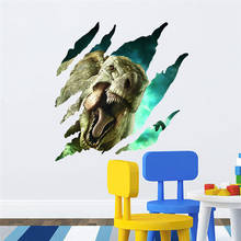 Adesivo de parede 3d de dinossauro, mar, tubarão, peixe, decalques de parede para quartos das crianças 2024 - compre barato
