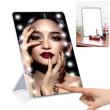 RUIMIO Makeup Mirror with 8/16 LEDs Cosmetic Mirror with Touch Dimmer Switch Battery Operated Stand for Tabletop Bathroom Travel 2024 - buy cheap
