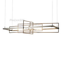 Lámpara rectangular geométrica minimalista para restaurante, candelabro decorativo nórdico de cristal creativo, posmoderno 2024 - compra barato