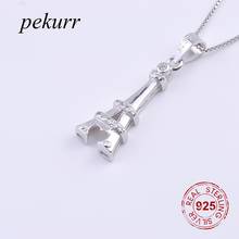 Pekurr-collares de plata de ley 925 con circonita De La Torre Eiffel para mujer, colgantes geométricos, Gargantilla, joyería de moda, regalo de compromiso 2024 - compra barato