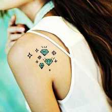 Tatuagem adesiva temporária, tatuagem corporal com diamante, tattoo flash para meninas e crianças 2024 - compre barato