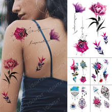Waterproof Temporary Tattoo Stickers Rose Lily Flower Leaf Color Flash Tattoos Female Arm Henna Thigh Body Art Fake Tatoo Male 2024 - buy cheap