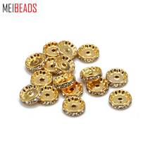 MEIBEADS-Lote de 50 unidades de cuentas espaciadoras de circonita de Color dorado de 6/8/10/12mm de diámetro, accesorios para fabricación de joyas, DIY, UF1477 2024 - compra barato