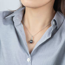 Lnngy-collar con colgante de plata de ley 925 para mujer, collar de perlas negras en espiral de tahitiano de 11mm, collares de aniversario, regalos de joyería 2024 - compra barato