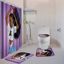 Dafield Bathroom Set With Shower Curtain Luxury African American Girl Shower Curtain Bath Rug Sets Toilet Cover Bath Mat Set 2024 - buy cheap