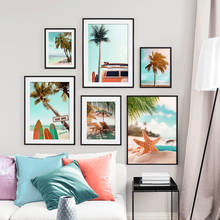 Beach Surfboard Coconut Tree Chair Car Wall Art Canvas Painting Nordic Posters And Prints Wall Pictures For Living Room Decor 2024 - buy cheap